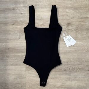 Good American Black Square Neck Bodysuit